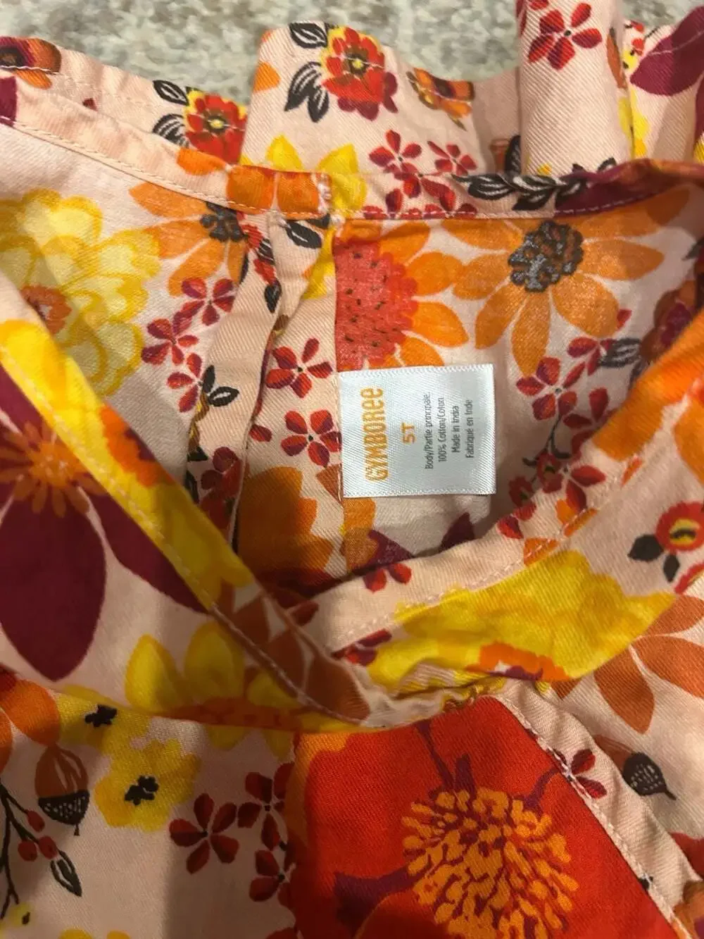 Gymboree Girls Happy Harvest Floral Print Short Sleeve Tiered Dress